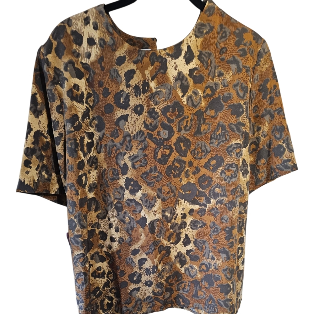 Vintage 90s Eva Laurel Leopard Print Blouse NWT Size Large Retro Y2K Animal Prin
